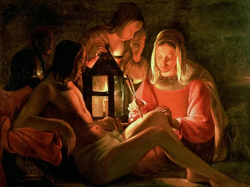 1593-Georges du Mesnil de La Tour - Santa Irene cura san Sebastiano - Musee des Beaux-Arts, Roue